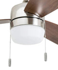 Barcadero Modern 44 Inch Ceiling Fan With Light LED Pull Chain 3 Blades In Maple And Brushed Nickel Finish close-up view