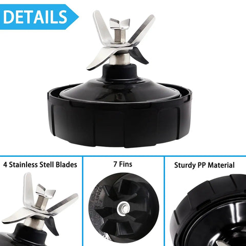Two Pack 7 Fins Extractor Blades Replacement Bottom Blade For Ninja Blender Nutri Ninja Auto iQ Fits 18oz 24oz 32oz Cups NN100