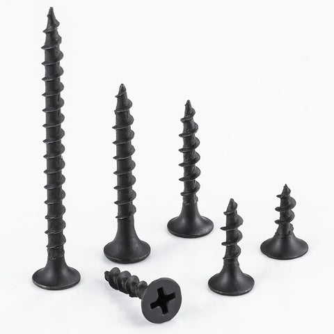 Number Six By One Point Twenty Five Inch Phillips Truss Head Drywall Screws Black Phosphate Heavy Duty Steel Bang For Buck Rock Solid Grip One Pound Pack For Wood Slate with various sizes