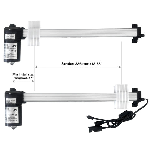 Heavy Duty Electric Linear Actuator Replacement Motor For Power Recliner Lift Chairs KDPT007113 Model with stroke measurement.