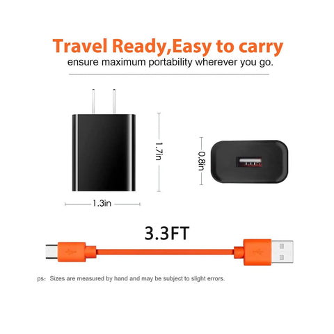 Orange USB Charging Cable For Ring Video Doorbell 2 3 3 Plus 4 Peephole Cam And Doorbell Pro Battery Replacement Power Cord Easy Plug And Charge Safe Fast Charge