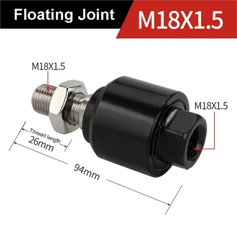 Floating Ball Joint End With Female Piston Rod And Ball Head Universal Pneumatic Cylinder Mounting Knuckle Bearing M18 By 1.5 Floating Male Thread Built To Last Heavy Duty Mechanical Linkage For Projects, M18x1.5, 94mm