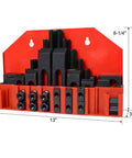 58 Piece T Slot Clamping Kit For Milling Machines Hold Down Clamp Set With Half Inch 13 TPI Studs Pro Grade Heavy Duty Tool Steel