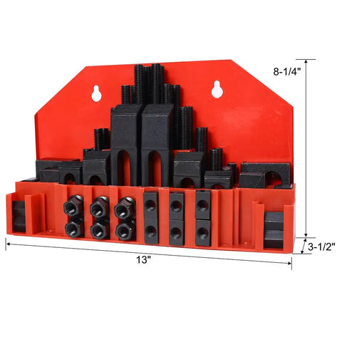 58 Piece T Slot Clamping Kit For Milling Machines Hold Down Clamp Set With Half Inch 13 TPI Studs Pro Grade Heavy Duty Tool Steel