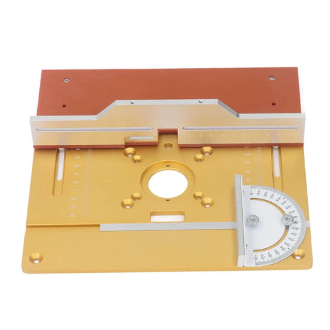 Rock Solid Trimming Router Lift Plate With Sweet Engraved Scale Built Like A Tank Anodized Aluminum for precise woodworking settings.