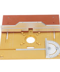 Heavy Duty Aluminum Router Lift Plate With Precision Engraved Scale For Woodworking Trimming And Engraving Machines top view showing scale and measurement.