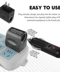 Universal AC To DC Power Converter Adapter Turns Any Wall Outlet Into A Rock Solid Car Cigarette Lighter Socket in use.