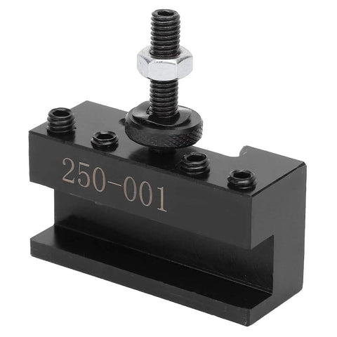 Universal Tool Post 250-001 for Metal Lathe Machining, Compact CNC Fixture, black metal tool holder with adjusting screw