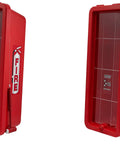 Built Tough Red Surface Mount Fire Extinguisher Cabinet Two Pack features durable plastic enclosures for standard twenty pound units.