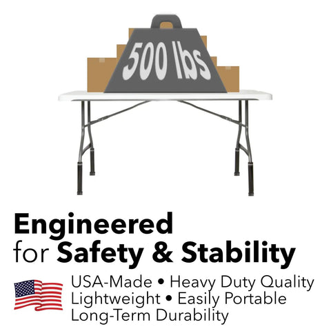Folding Table Leg Extenders For Straight Leg Tables 1.25 Inch Fit No Tools Setup displayed with 500 lbs weight capacity.