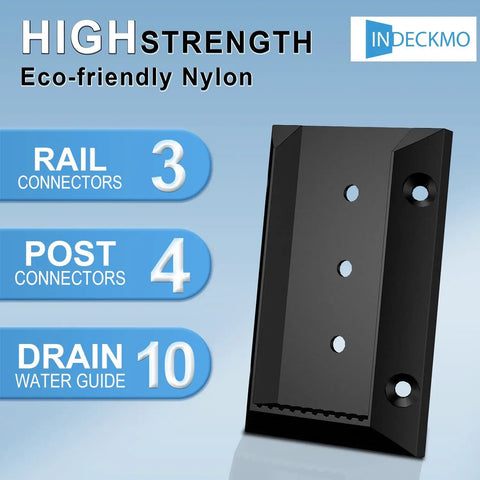 Ten Pack Deck Railing Bracket Connectors For 2x4 Posts 1.5 By 3.5 Inch Nylon bracket detailing high strength.