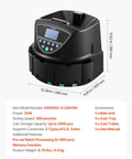 Coin Counter And Sorter With Intuitive Display, Fast 300 Coins Per Minute, 5 Coin Tubes And 5 Trays, machine dimensions displayed