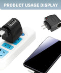 Zero Hassle Wall To Ride Power Adapter Runs Your Car Gadgets Indoors Plug Straight Into Any Home Socket Convert AC To DC showing usage with phone and adapter.