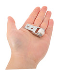 Heavy Duty Nylon Sliding Door Rollers With Smooth As Butter Ride For Cabinets And Drawer Units Features Six One Inch White Pulleys in hand for size reference.