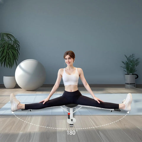 Person using Heavy Duty Leg Stretcher Training Machine for at-home use 0 to 180 degree split stretch equipment