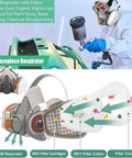 Lightweight Reusable Half Face Respirator With Replaceable Filters for Dust Organic Vapors Gas and Paint Fumes shown in action