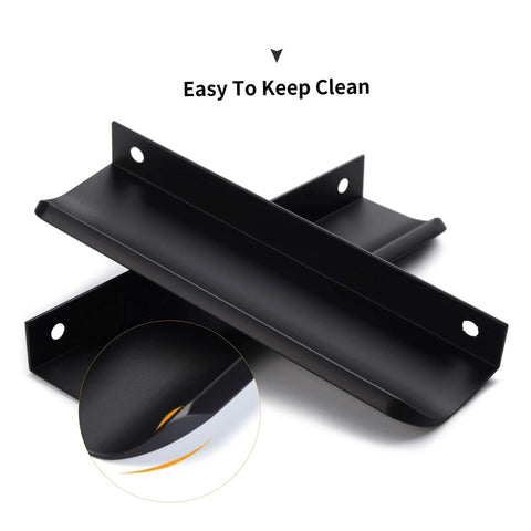 Matte Black Dresser Drawer Pulls 5 Pack Square Bar Cabinet Handles for Kitchen and Home Closet, 80mm aluminum edge finger pulls