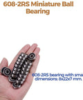608 2RS Bearings 50 Pack 8x22x7mm Double Rubber Sealed Ball Bearings For Skateboards And Small Equipment Chrome Steel Smooth Spin Durable And Ready To Roll, shown in hand