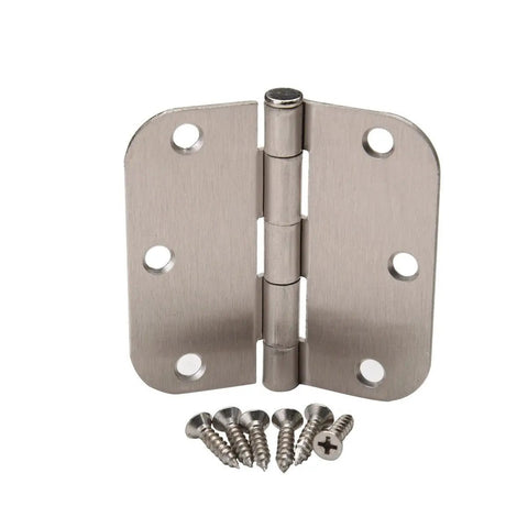 4 Inch Door Hinge With Five Eighths Radius Corner Satin Nickel Steel Hardware For Interior Doors Built Tough Smooth Swing Rust Resistant
