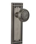 Old School Mission Plate With Craftsman Knob Privacy Lockset For Doors In Antique Pewter Finish, solid forged brass plate