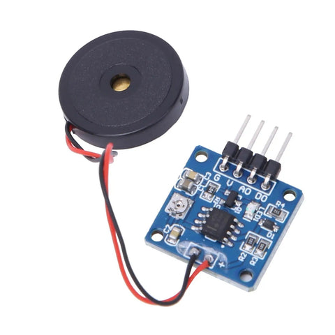 Two Pack Piezo Vibration Sensor Module 5V DC Analog Digital Output With Adjustable Sensitivity for DIY electronics projects, 20x20mm module with wires