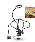 Third Hand Desk Clip Soldering PCB Holder Tool With 3X LED Magnifier And 5Pcs Helping Arms, Adjustable Gooseneck, Stainless Steel Stand