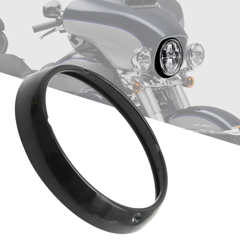 Black 7 Inch Headlamp Trim Ring Cover Replacement For Harley-Davidson Touring with motorcycle background