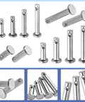 60 Piece Stainless Clevis Pins Set With Holes - M3, M4, M5 Flat Head Location Pins, T-Shape And Round Pins, 304 Stainless Steel