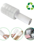 Snag This Gotta Have 6 Roll Stretch Wrap Film Set With Premium 80 Gauge Cling Plastic Measuring 4 Inches By 1000 Feet displayed in hand for packing