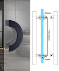 Half Circle Barn Door Pull Handle For Single Door Heavy Duty Aluminum Sliding Door Handle showing indoor mount and dimensions