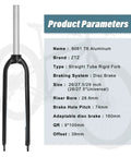 Beefy Rigid Mountain Bike Front Fork For 26 And 27.5 Inch Wheels Aluminum Alloy One And One Eighth Inch Threadless Straight Steerer