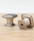 5 Pack Brushed Nickel Cabinet Knobs 30mm Square Zinc Alloy Drawer Pulls for kitchen cupboards and dressers, satin finish