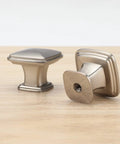 Brushed Nickel Cabinet Knobs 30 Pack Square Zinc Alloy Drawer Handles For Kitchen Cupboards Dresser And Bathroom Hardware Built To Last Tough As Nails Durable Rust Resistant Knobs For Everyday Home Upgrades displayed on a wooden surface