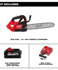 M18 FUEL 14-Inch Top Handle Chainsaw Kit With Brushless Powerstate Motor Delivers Up To 2.7HP Peak Power And 3.2Nm Torque