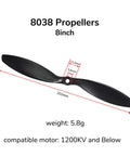 2 Pack 8 Inch GemFan 8038 CCW Wing Propellers For RC Drones And Planes Replacement Accessories High Strength ABS Blades Easy Install