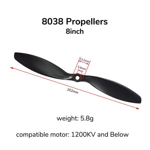 2 Pack 8 Inch GemFan 8038 CCW Wing Propellers For RC Drones And Planes Replacement Accessories High Strength ABS Blades Easy Install