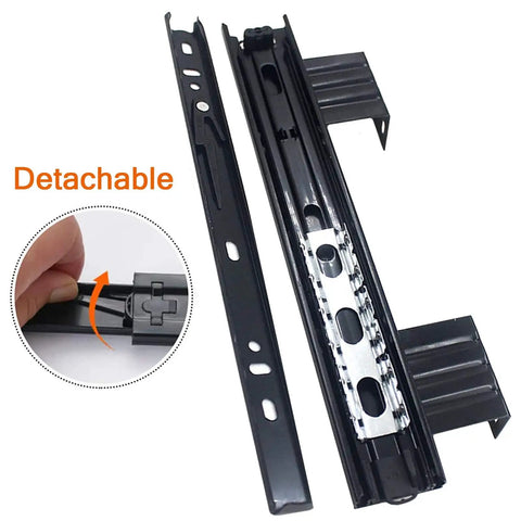 Badass Heavy Duty Keyboard Tray Guides With Ball Bearing Slides Three Fold Extensions Built To Last Thick Steel Rust Resistant Black Finish Smooth Desk Glides 10 Or 12 Inch Lengths 35 Or 60mm Lugs Easy Assembly For Pros Seeking Top Gear detachable black steel slide with ball bearings