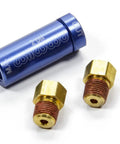Residual Pressure Valve 2 Lb With 1/8 In NPT Inlet And 1/8 In NPT Outlet Inverted Flare Fittings Included 3/8-24 Aluminum Blue Anodized