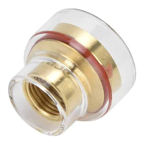 Glass Nozzle For Argon Welding Torch 1.6mm TIG Kit With Brass Collet Set, transparent and brass components, detailed view