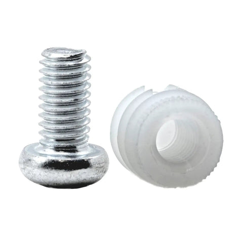 Rugged Bed Slat Holders With Heavy Duty Screws For IKEA Malm And Hemnes Frames, includes metal screw and nylon bushing for installation.