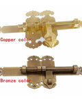 Heavy Duty Slide Bolt Gate Latch For Wood Doors Rock Solid Sliding Bar Bolts Pro Grade Steel Barrel Lock in copper and bronze.