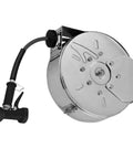 Top Notch Enclosed Stainless Steel Hose Reel With Thirty Foot Heavy Duty Hose And Quick Release Rear Trigger Spray Gun