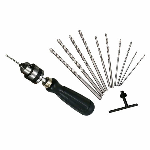 Compact Portable Hand Drill With Keyless Chuck And 10 Drill Bits 0.6-6mm Capacity Aluminum Alloy Body For On-The-Go DIY Projects