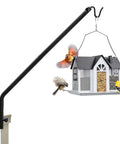 Dang Sturdy Telescoping Deck Rail Hook Adjustable From Twenty Seven To Thirty Nine Inches Quick Snap Clamp Mount for hanging a bird feeder with birds.