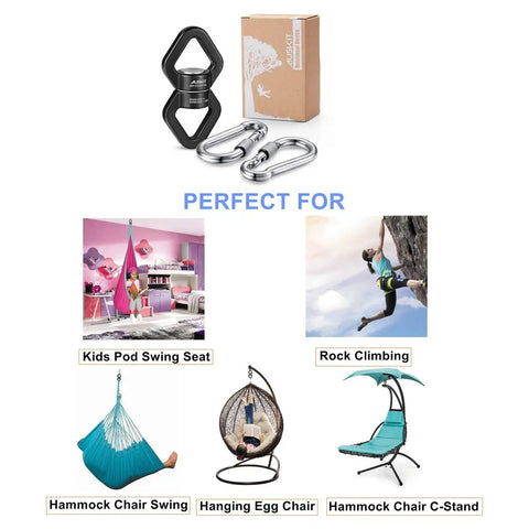 Heavy Duty Swing Swivel Featuring Frictionless 360 Spin Silent Ball Bearings Badass Aluminum Alloy Build for various swing and climbing setups.