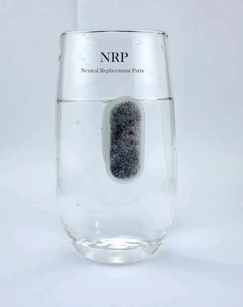 Charcoal Water Filter Replacement For BrewSense Drip Coffee Makers immersed in water displaying filtration process.