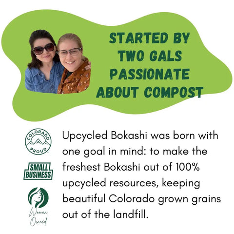 Upcycled Bokashi Compost Starter For Kitchen Bins From 100 Percent Upcycled Grains Dry Bokashi Bran with founders' image