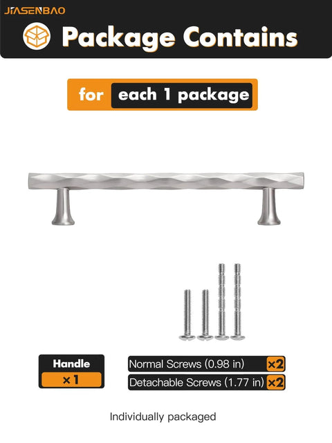 Hammered Silver Brushed Nickel Cabinet Pulls 5 Inch Hole Center 10 Pack For Kitchen Cabinets Bathroom Vanities Dressers Cupboards With Rhombus Design By JIASENBAO, shown with included screws