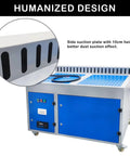 Downdraft Table Dust Collector For Metal Working And Welding Fume Extraction With Multi Stage Purification, blue side view