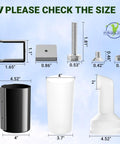 Universal Golf Cart Sand Bottle With A Tight Secure Holder Featuring Hassle Free No Drill Install and One Inch Square Tube Mount for a Roomy Thirty Five Ounce Capacity, parts and dimensions.
